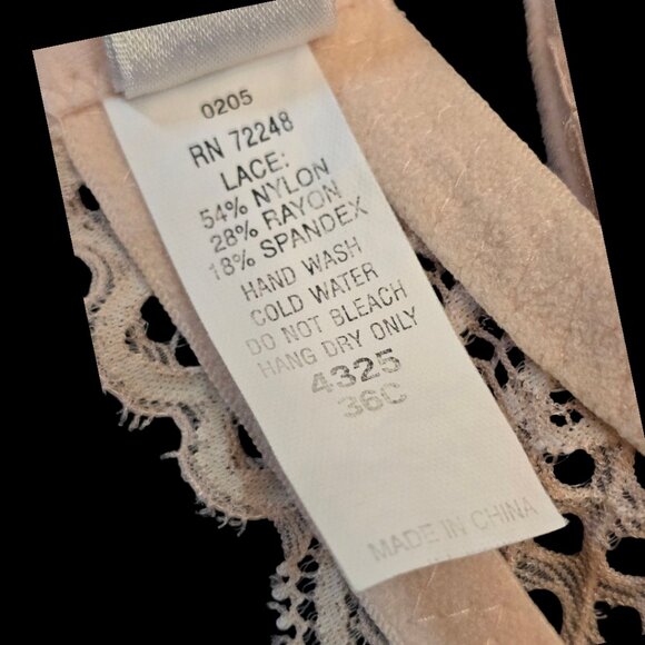 FELINA LINGERIE Peach Lace Bra sz 36C - Picture 7 of 9